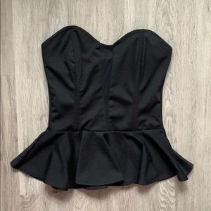 Foreign Exchange black strapless peplum top